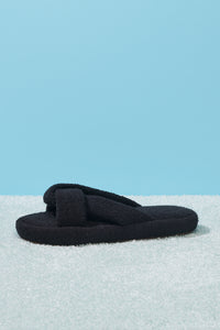 Juna Black Terry Slide Sandals