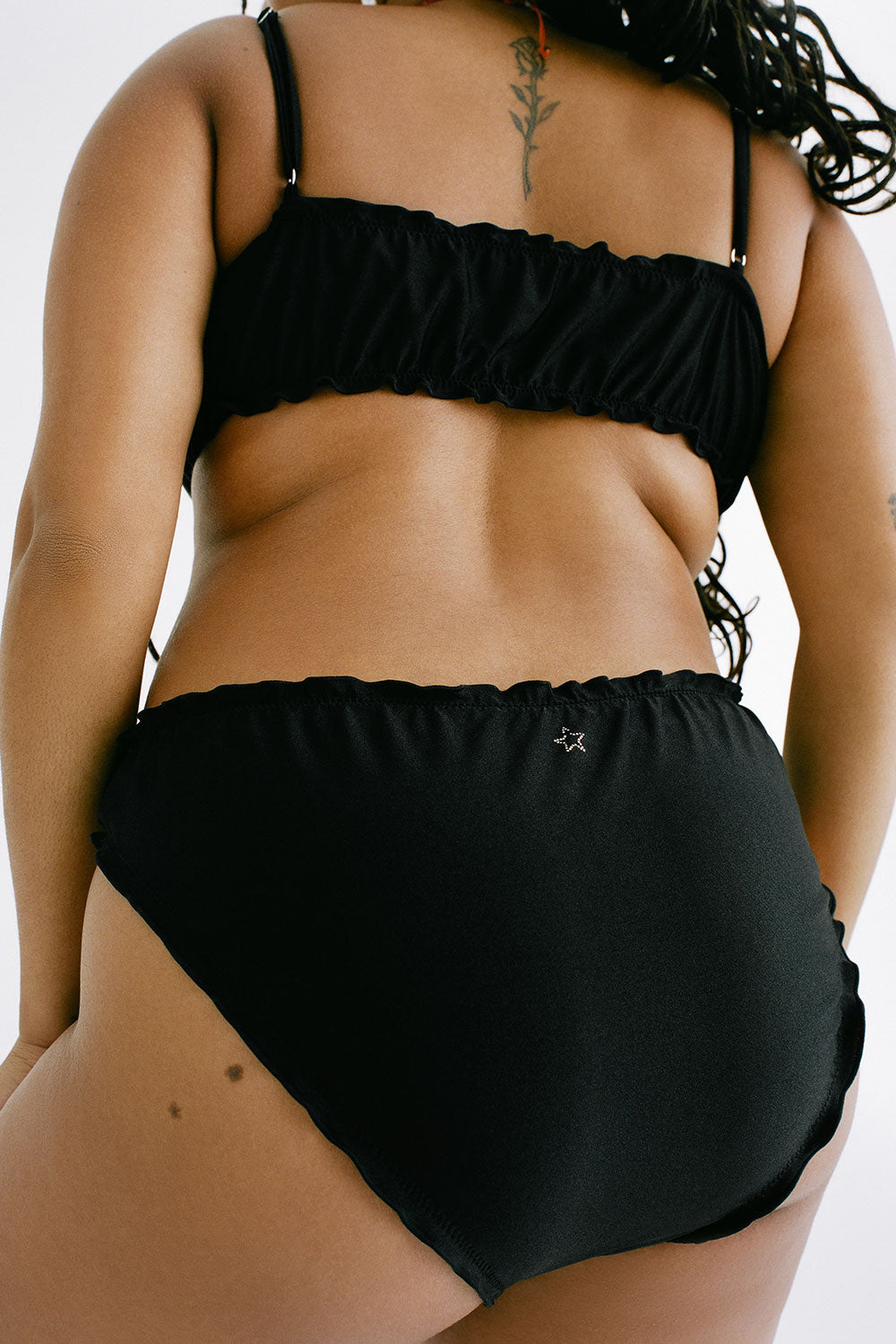 Arabelle Shine Full Coverage Bikini Bottom - Black