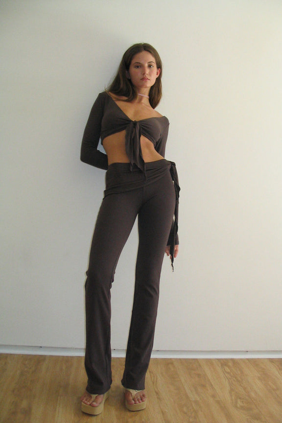 Astrid Long Sleeve Crop Top in Night Blooming Cereus - One Size