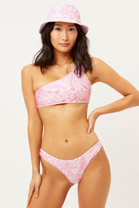 barb pink paisley shine one shoulder bikini top