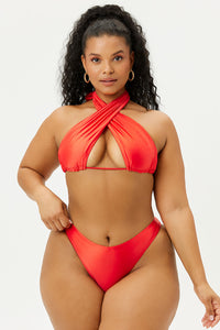 Bash Grenadine Satin Wrap Bikini Top Extended