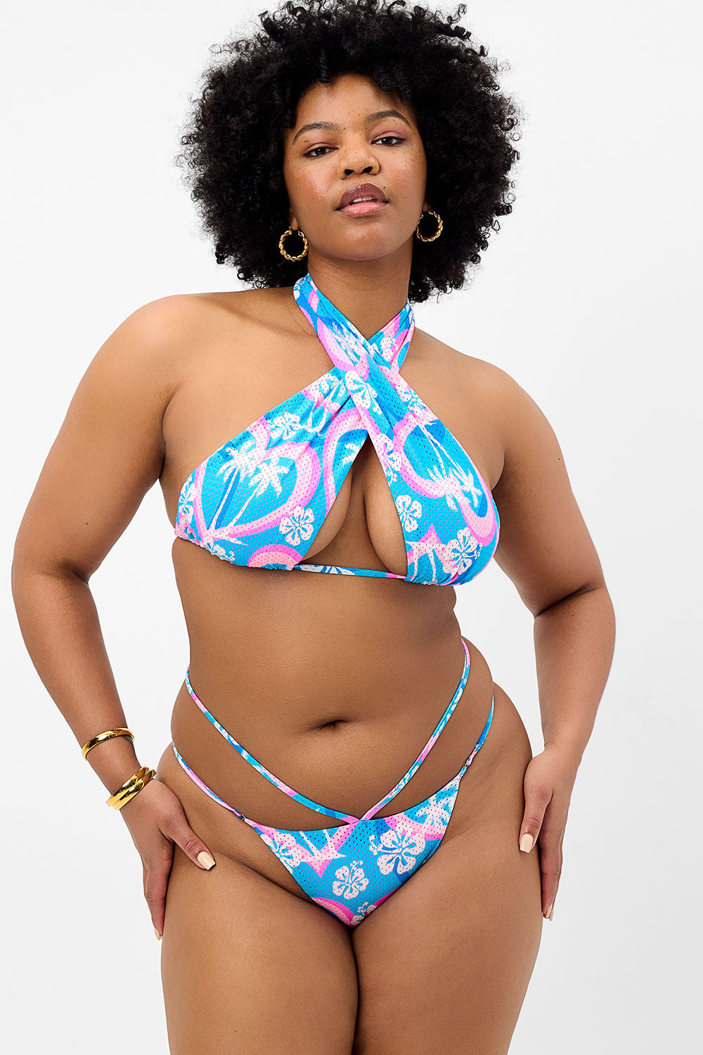 Bash Mesh Halter Bikini Top - Tropic Love