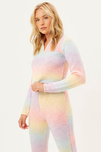 Bowie Cotton Candy Half Zip Cropped Knit Sweater