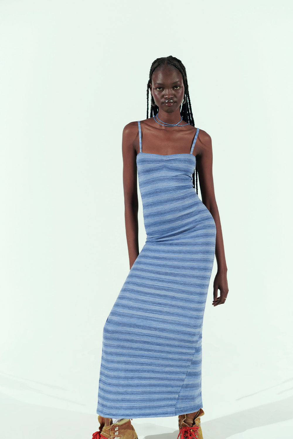 Carmen Lightweight Knit Maxi Dress - Sonoma Stripe Blue
