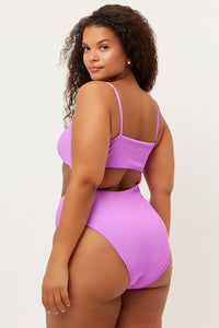 Carter Passionfruit Ribbed High Leg One Piece with Cut Out Detail