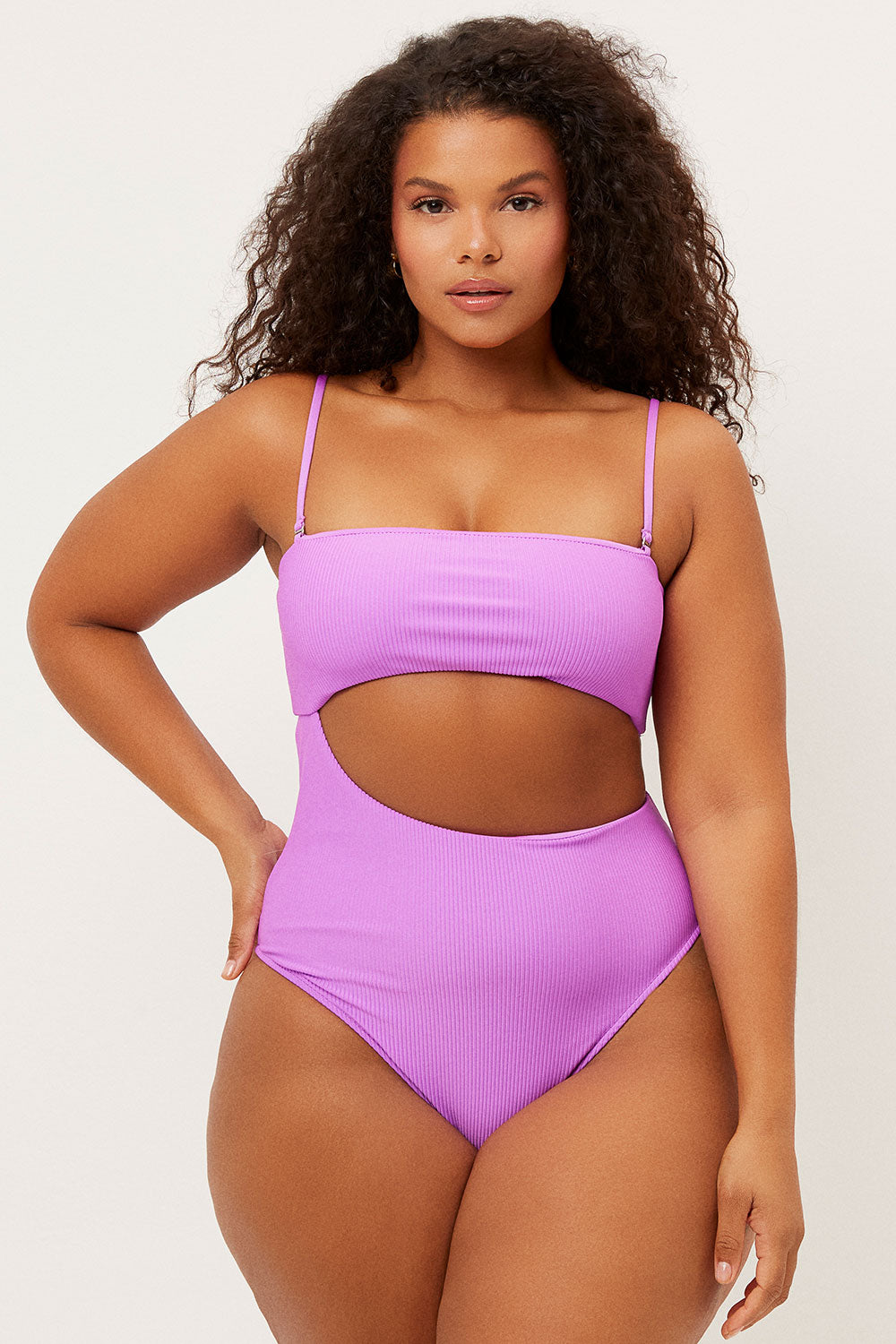 Carter Ribbed High Cut One Piece Swimsuit - Passionfruit