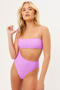 Carter Passionfruit Ribbed High Leg One Piece with Cut Out Detail