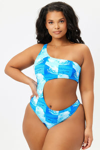 Cash Waves Cut Out One Shoulder One Piece Extended