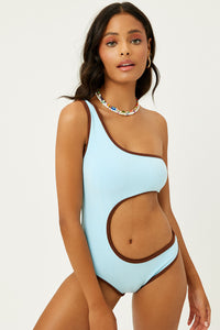 Cash Dolphin Terry Cut Out One Shoulder One Piece