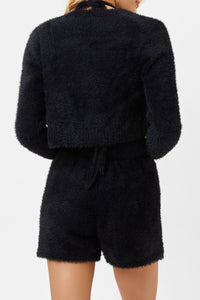 Cheri Fuzzy Cardigan Sweater Black