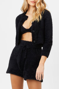 Cheri Fuzzy Cardigan Sweater Black