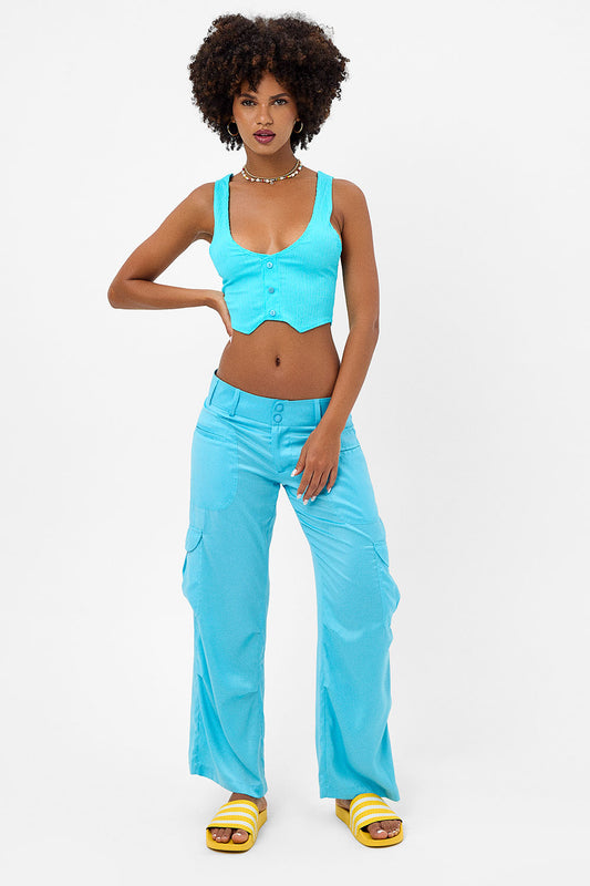 Product-Hover--Chilli Satin Cargo Pant Aquamarine