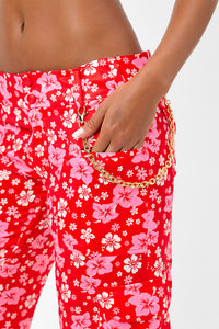 Chilli Satin Floral Cargo Pant Coconut Girl