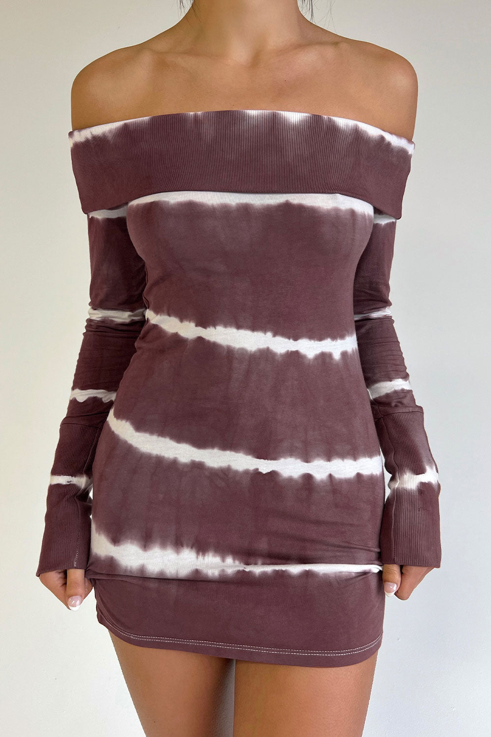 Cinzia Long Sleeve Tie Dye Dress - Taro Tie Dye