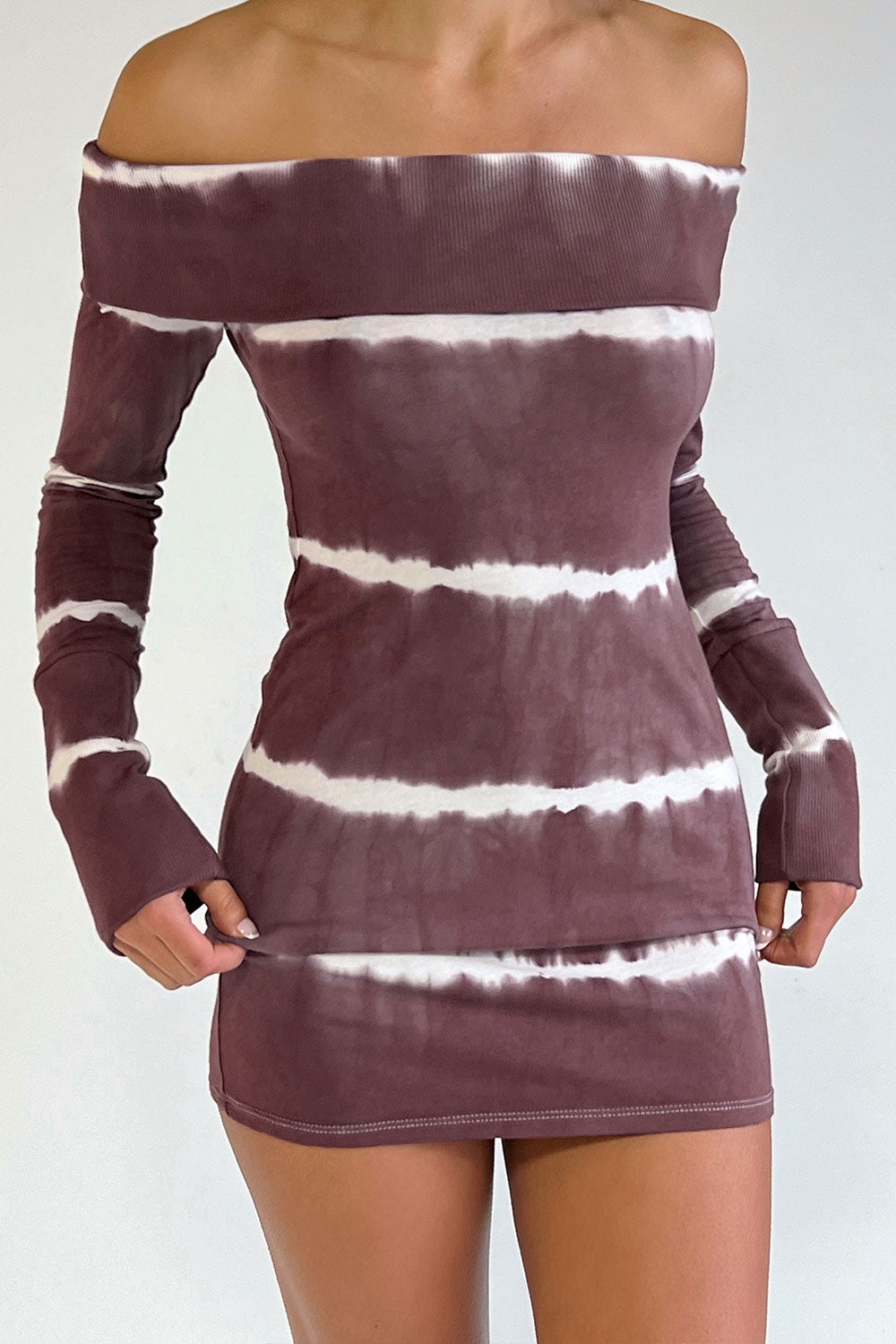 Cinzia Long Sleeve Tie Dye Dress - Taro Tie Dye