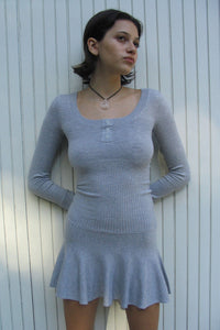 Claude Knit Long Sleeve Dress Heather Grey