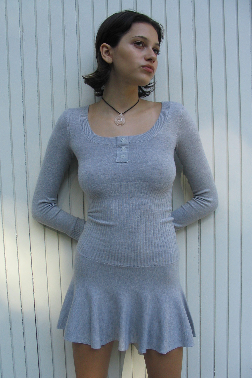Claude Lightweight Knit Long Sleeve Dress - Heather Grey