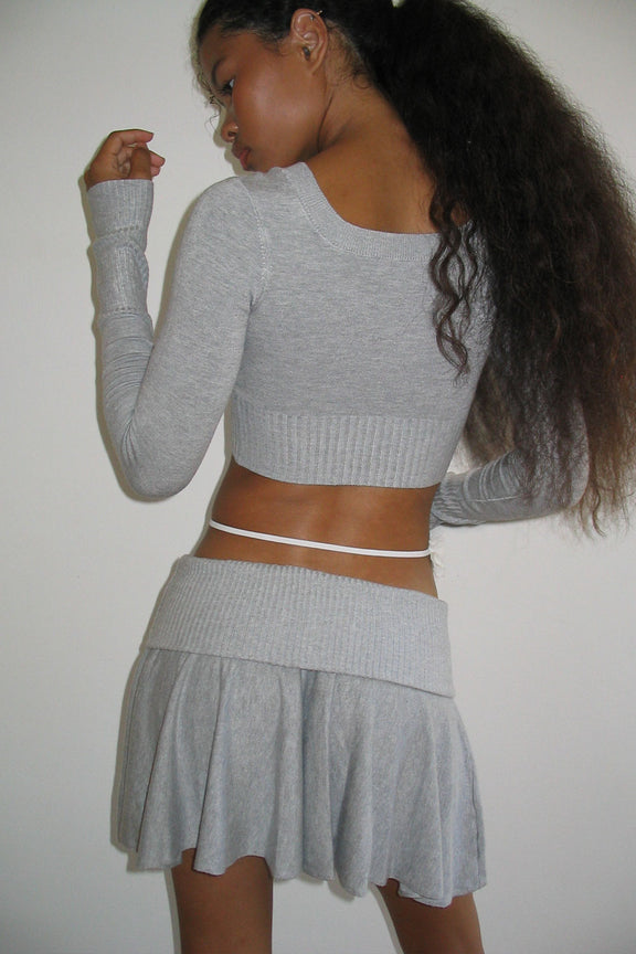 Cady Velour Mini Skirt Heather Grey