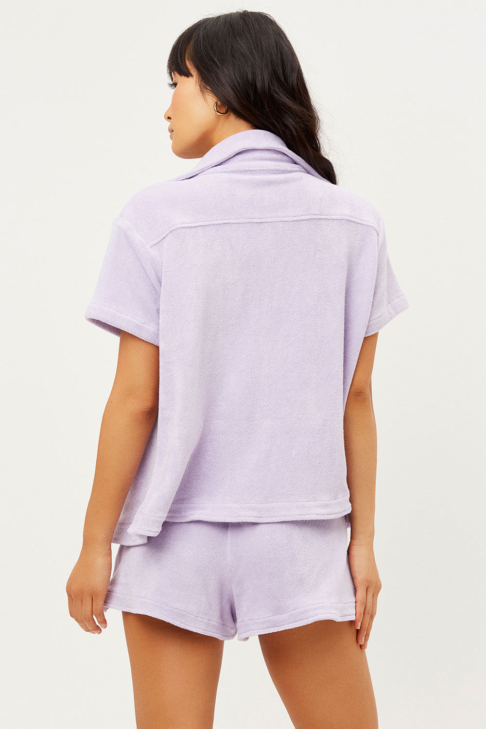 Coco Terry Button Up Shirt - Lilac