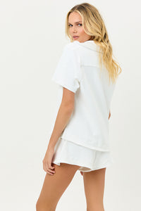 Coco White Terry Button up Shirt