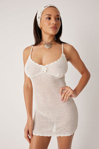 Collette Crochet Mini Dress White