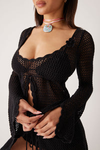 Collette Crochet Tunic Black