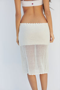 Collette Crochet Midi Skirt - White
