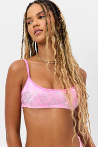 Dallas Terry Bralette Bikini Top Distorted Pink Dye