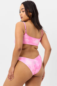 Enzo Terry Cheeky Bikini Bottom Distorted Pink Dye Extended