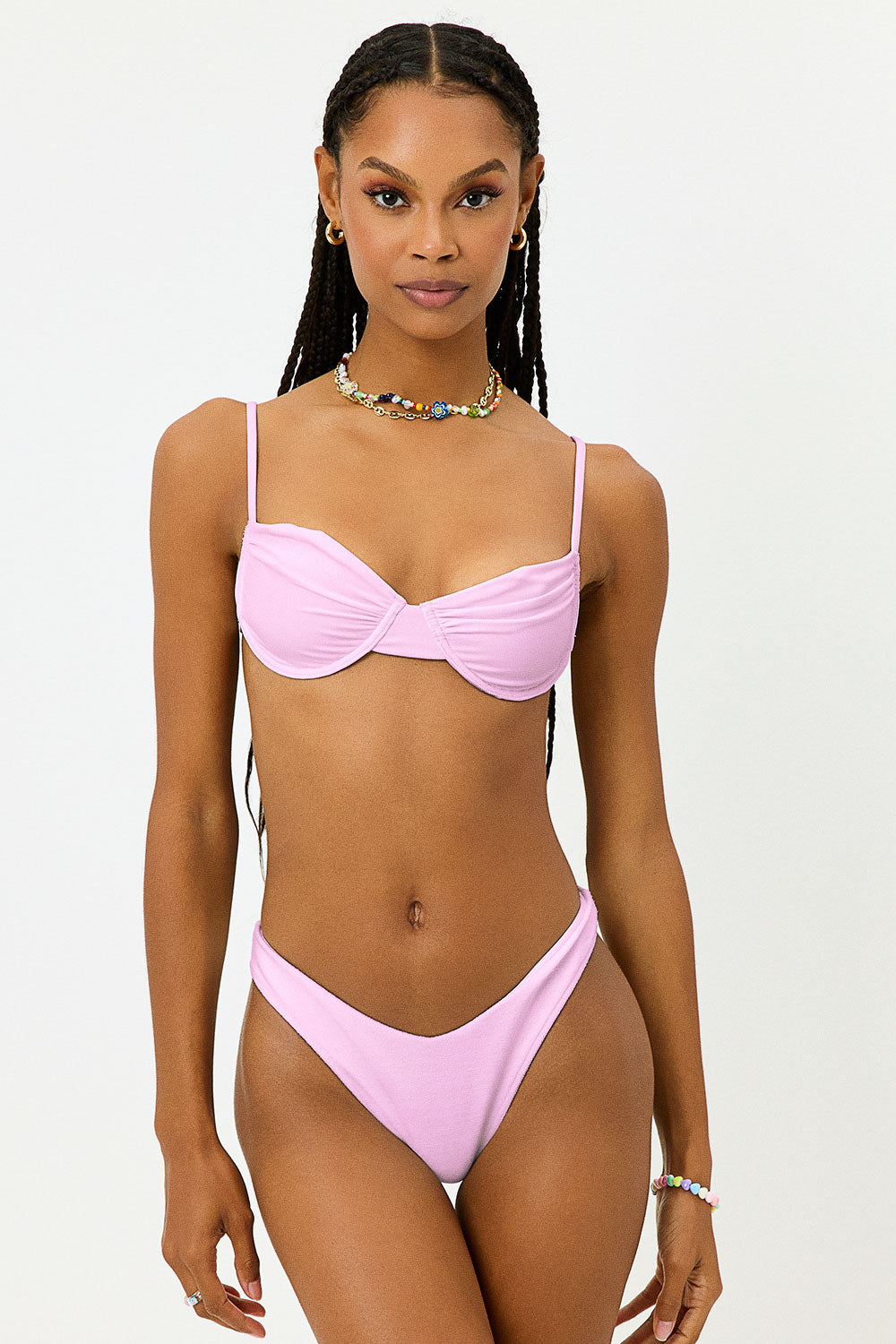 Enzo Shine Cheeky Bikini Bottom  Azalea Pink