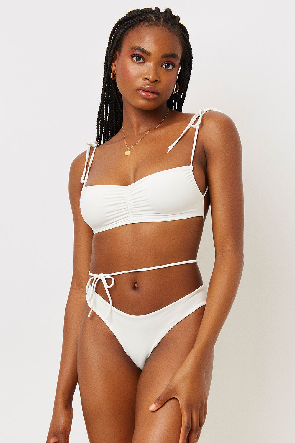 Foxy String Bandeau Bikini Top  White