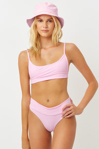 Gavin Love Pink Ribbed Scoop Bikini Top