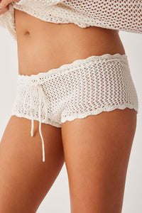 Genevieve Crochet Mini Short White