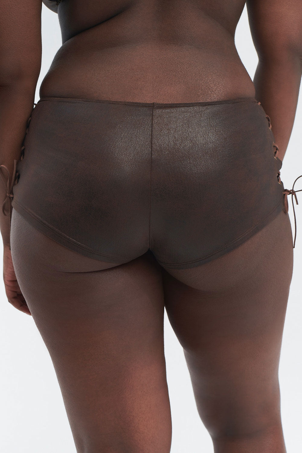 Genevieve Leather Look Full Coverage Boy Short - Cocoa
