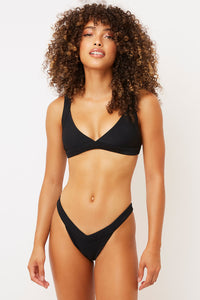 Frankies Bikinis Georgia Black V shape Ribbed Skimpy Bottom
