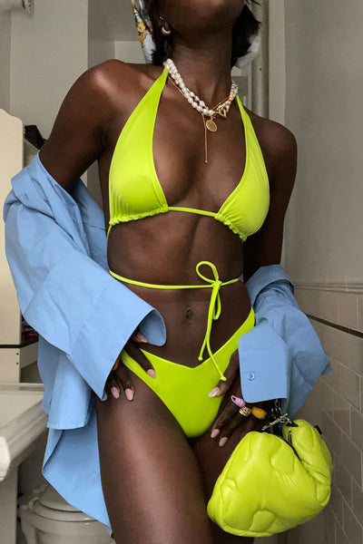 Hazel Satin Underwire Bikini Top - Slime