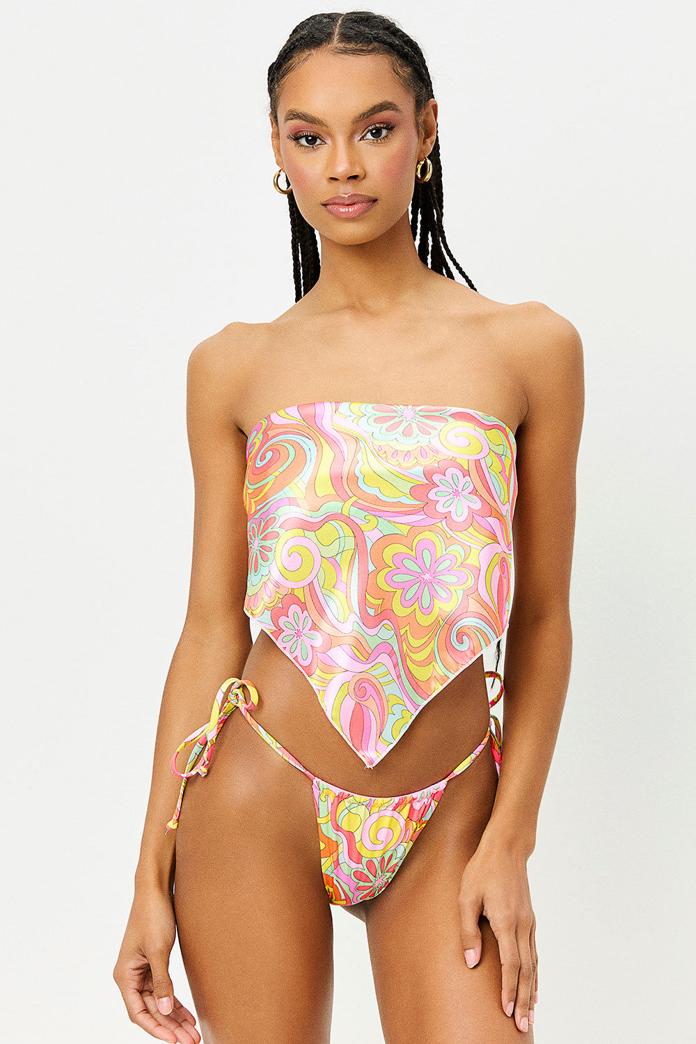 Heidi Satin Head Scarf Far Out - Main Image