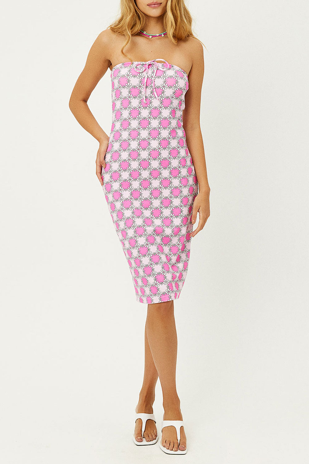 Hope Strapless Terry Dress - Pink Daisy