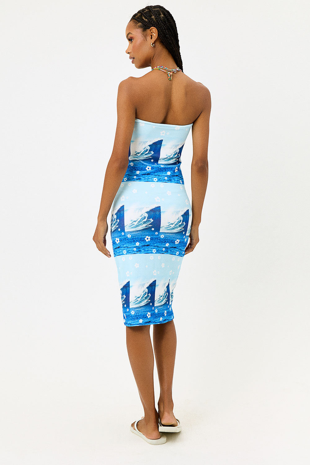 Hope Terry Strapless Dress - Blue Tides