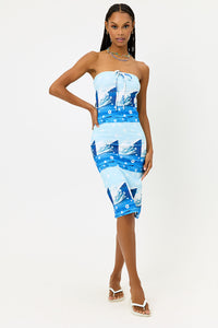 Hope Terry Strapless Dress Blue Tides