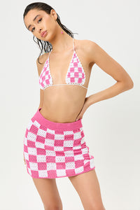 Jasper Crochet Pink Checker Skirt 