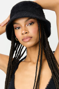 Jax Black Fuzzy Mohair Bucket Hat
