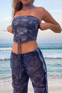 Jayden Strapless Bikini Top Blue Jean