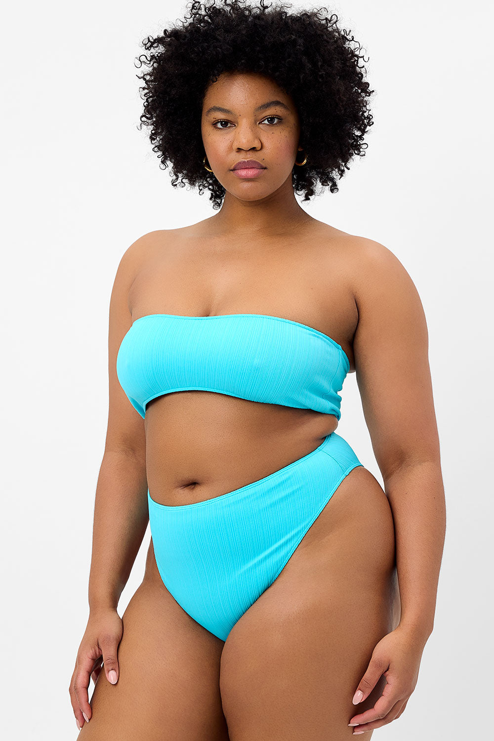 Jean Plissé Bandeau Bikini Top  Aquamarine