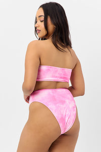 Jean Terry Bandeau Bikini Top Distorted Pink Dye Extended