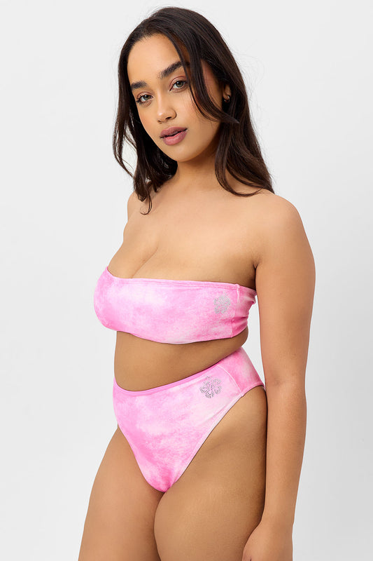 Product-Hover--Jean Terry Bandeau Bikini Top Distorted Pink Dye Extended