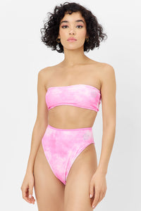 Jean Terry Bandeau Bikini Top Distorted Pink Dye
