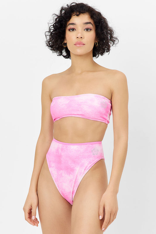 Product--Jean Terry Bandeau Bikini Top Distorted Pink Dye