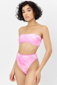 Jean Terry Bandeau Bikini Top Distorted Pink Dye