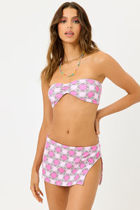 Jeanette Terry Pink Daisy Strapless Bikini Top